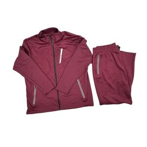 MOFIZ Maroon Mens Tracksuit Athletic 2 Piece Full Zip Long Sleeve Jacket Size XL